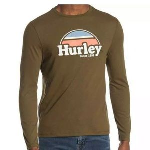 New Hurley Rise & Jam Olive Crew Neck shirt